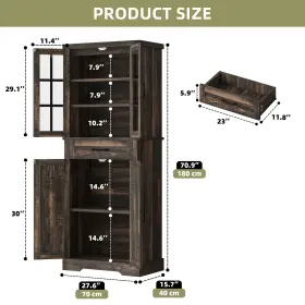 Beyshe0tkc Qurious Corner Wood Kitchen Storage Cabinet Compact Pantry Buffet Adjustable Shelve With Drawer #2
