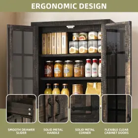 Beyshe0tkc Qurious Corner Wood Kitchen Storage Cabinet Compact Pantry Buffet Adjustable Shelve With Drawer #3