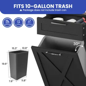 Beyshuy8zn Qurious Corner Wooden Tilt-out Trash Can Kitchen Cabinet Hampers Pantry Storage With Drawers #3