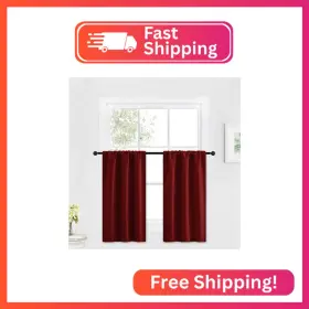 Ryb Home Usrybrptier2-2936b03 Kitchen Blackout Curtains Over Sink 36 Inch Length Rod Pocket Summer L