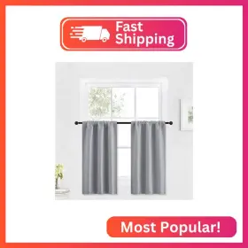 Ryb Home Usrybrptier2-2936b28 Kitchen Blackout Curtains Over Sink 36 Inch Length Rod Pocket Summer L