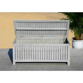Pat7037b Safavieh Abri 47.6 Inch Wx19.6 Dx18.9 H Gray Wash Outdoor Storage Chest #2