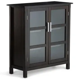 Simpli Home 840469076662 Kitchener Medium Storage Cabinet Hickory Brown