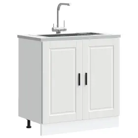 Sink Base Cabinet White Engineered Wood Medium Adjustable Feet 721158422736