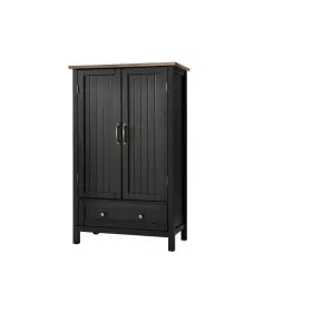 2-adjustable Stylewell Sk19238ar1-b Kitchen Pantry Cabinet Shelves Haze Top Wood Black