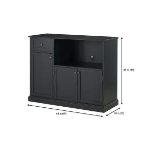 Sk19312br1-b Stylewell Transitional Kitchen Pantry 46 Inch W X 36 H Wood With Shelves Drawers Black #2
