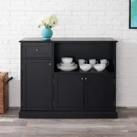 Sk19312br1-b Stylewell Transitional Kitchen Pantry 46 Inch W X 36 H Wood With Shelves Drawers Black #3
