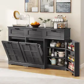 Taus 197839107090 Kitchen Storage Cabinet Double 10-gal Tilt Out Trash Bin With Drawers
