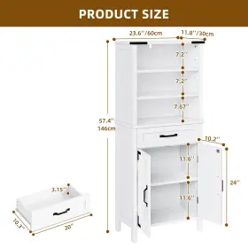 Taus 197839108080 58 Inch Bathroom Storage Cabinet Kitchen Pantry With Adjustable Shelf #3