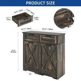 Taus 197839135659 10 Gallon Pull Out Trash Can Cabinet Kitchen Island With Adjustable Shelf &drawer #2