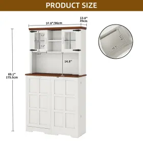Taus 197839279742 69 Inch Kitchen Cabinet Tilt-out Trash Can Storage 13 Gallon With Adjustable Shelves #3