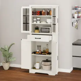 Taus 197839480476 71 Inch Tall Pantry Cabinets Kitchen Storage Cabinet Rustic Woods Adjustable Shelves