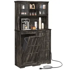 Taus 197839482296 71 Inch Tall Kitchen Pantry Cabinets Rustic Woods Storage With Galss Doors