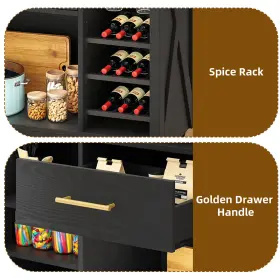 Taus 197839525870 53 In Rolling Kitchen Island Power Outlet And Wine Storage Glass Holder Spice Rack #3