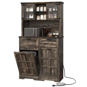 Taus 197839665613 69 Inch Tall Kitchen Pantry Cabinet 10 Gallon Tilt-out Trash Bin Storage #2