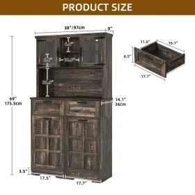 Taus 197839665613 69 Inch Tall Kitchen Pantry Cabinet 10 Gallon Tilt-out Trash Bin Storage #3