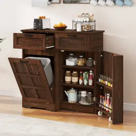Taus 197839669154 10 Gallon Trash Can Cabinet Hidden Bin Adjustable Kitchen Island