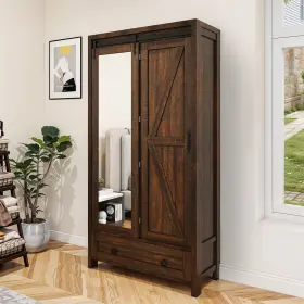 Taus 197839675636 Tall Storage Cabinet Farmhouse Bathroom With Full Length Mirror