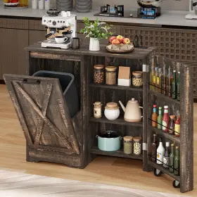 Taus 197839700970 Kitchen Garbage Cabinet 13 Gallon Tilt Out Trash Can With Doors And Drawer