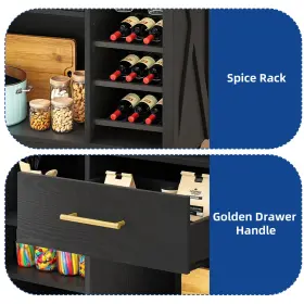 Taus 197839900769 Rolling Kitchen Island Charging Station And Wine Storage Glass Holder Spice Rack #3