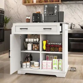 Beysh4cfrw Taus 42 Inch Rolling Kitchen Island With Stainless Steel Top Folding Drop Leaf Power Outlet #2