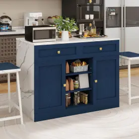 Beysh6jxxu Taus Large Kitchen Island Set 2 Bar Stools With Storage And Power Outlet Spice/towel Rack