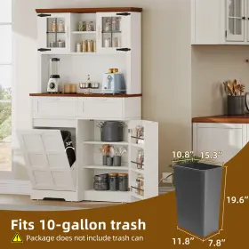 Beysh91lcx Taus 69 Inch Kitchen Pantry Cabinet Tilt-out Trash Storage With Adjustable Shelves #3