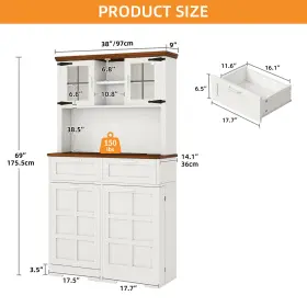 Beysh9qrqw Taus Kitchen Pantry Cabinet Tilt-out Trash Can With Adjustable Shelves White #2