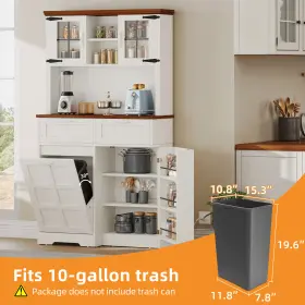 Beysh9qrqw Taus Kitchen Pantry Cabinet Tilt-out Trash Can With Adjustable Shelves White #3