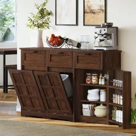 Beyshcxhm6 Taus 20 Gallon Tilt-out Trash Can Cabinet Hidden Double Kitchen With Drawers