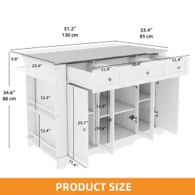 Beyshdy7bj Taus 60 Inch Rolling Mobile Kitchen Island With Stainless Steel Top And Power Outlets #2