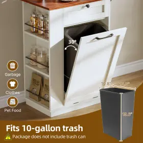 Beyshfdhk8 Taus Kitchen Cabinet Tilt-out Trash Can With Storage And Drop Leaf White #3