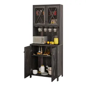Beyshg3djo Taus Bar Cabinet For Liquor Kitchen With Wine Rack Glass Open Storage Shelves #3