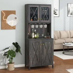 Beyshg3djo Taus Bar Cabinet For Liquor Kitchen With Wine Rack Glass Open Storage Shelves