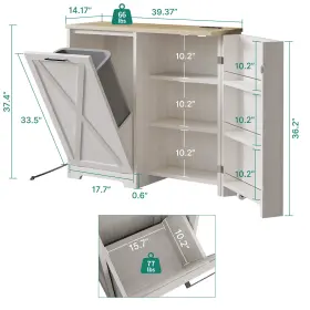 Beyshk3lco Taus 13 Gallon Kitchen Tilt Out Trash Bin Cabinet Holder Laundry Sorter With Outlet #3