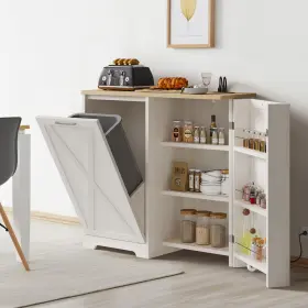 Beyshk3lco Taus 13 Gallon Kitchen Tilt Out Trash Bin Cabinet Holder Laundry Sorter With Outlet