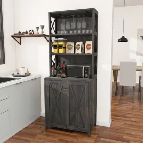 Beyshnv8pi Taus 67 Inch Bar Cabinet For Liquor Glasses Kitchen Tall Sideboard Buffet