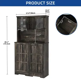 Beyshrmg9p Taus 71 Inch Kitchen Pantry Cabinets Wooden Unbreakable Storage With Galss Doors #3