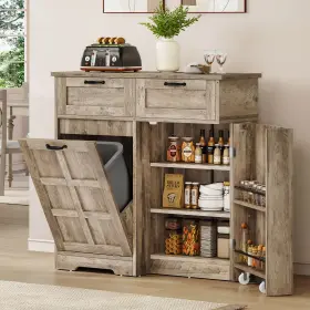 Beyshs5y5d Taus Trash Can Cabinet Pull Out Hidden Rolling Kitchen Island With Drawers