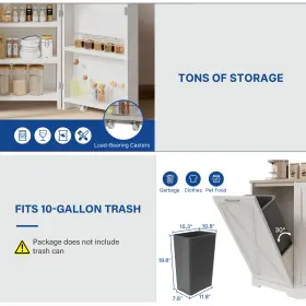 Beyshs9nbg Taus 13 Gallon Tilt Out Trash Bin Storage Cabinet Adjustable Shelves Laundry Hamper #3