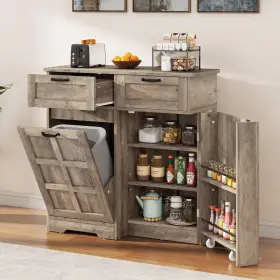 Beyshspdb0 Taus Hidden Trash Can Cabinet Pull Out Rolling Kitchen Island With Drawers Door Shelves #2