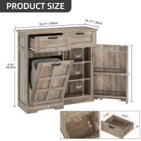 Beyshspdb0 Taus Hidden Trash Can Cabinet Pull Out Rolling Kitchen Island With Drawers Door Shelves #3