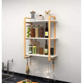 Aybszhd2724 Tileon Pantry Organizers Wall Mounted Open Shelf 3-tiers With Solid Wood Frame #3