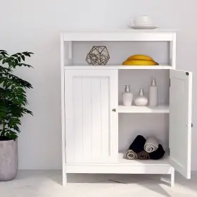 Aybszhd798 Tileon Ready To Assemble Cabinet Double Shutter Doors Full Depth Shelves White