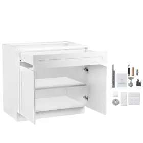 Uimoso Cjdjcjdj1c2m35fdr 30 Inch W X 24 D 34.5 H White Shaker Cabinet With Drawer Ready To Assemble