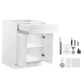 Uimoso Klcc-02 Shaker Base Cabinet 24x24x34.5 Inch Ready To Assemble With Drawer White