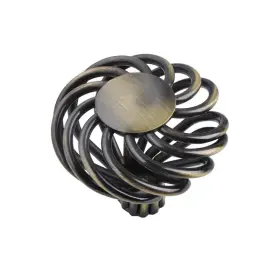 Utopia Alley 758277912136 Aire Round Swirl Cabinet Ring Pull Knob - Antique Brass 5 Pack