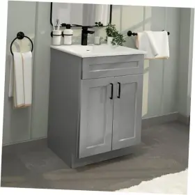 Va-tri-lgs-v2421 Vanity Atelier Light Grey Shaker Sink Base Bathroom 24 Inch Width Ready-to-assemble Cabinet
