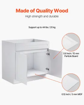 Vevor 197988132110 Shaker Base Cabinet 36 Inch W X 24 D 34.5 H Ready To Assemble White