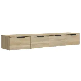 Vidaxl 3115894 Wall-mounted Cabinet With Drawer 2 Pcs Engineered Wood Storage Modern